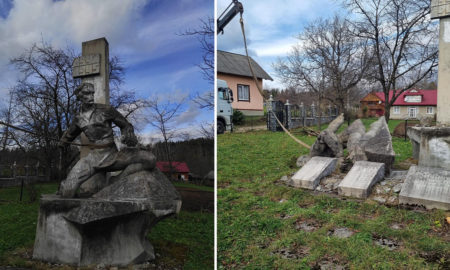 На Прикарпатті знесли пам'ятника радянському окупанту