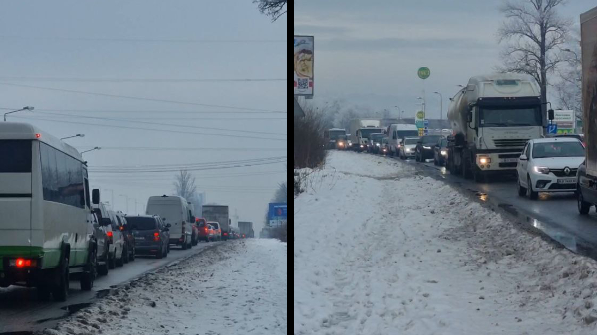 У Франківську через ускладнення погодних умов на дорогах утворились сильні затори