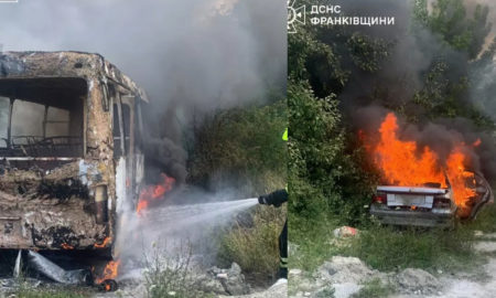 За добу на Прикарпатті горіли два легковики та автобус