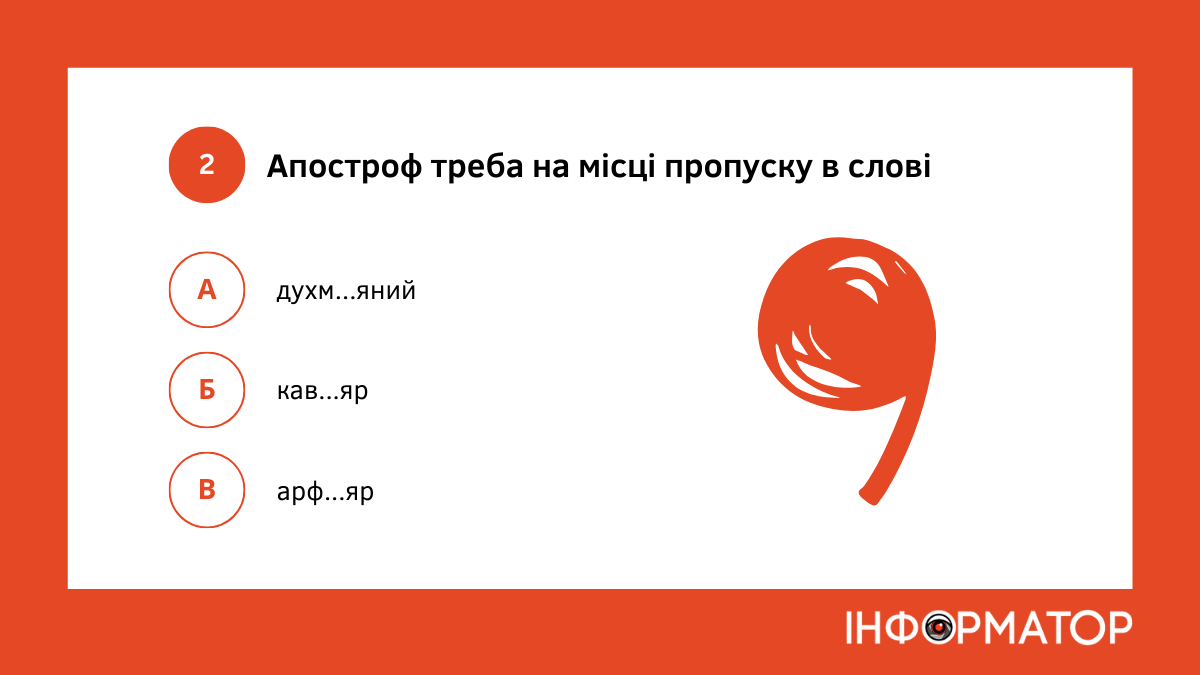 тест на грамотність, тест з української мови, питання 2