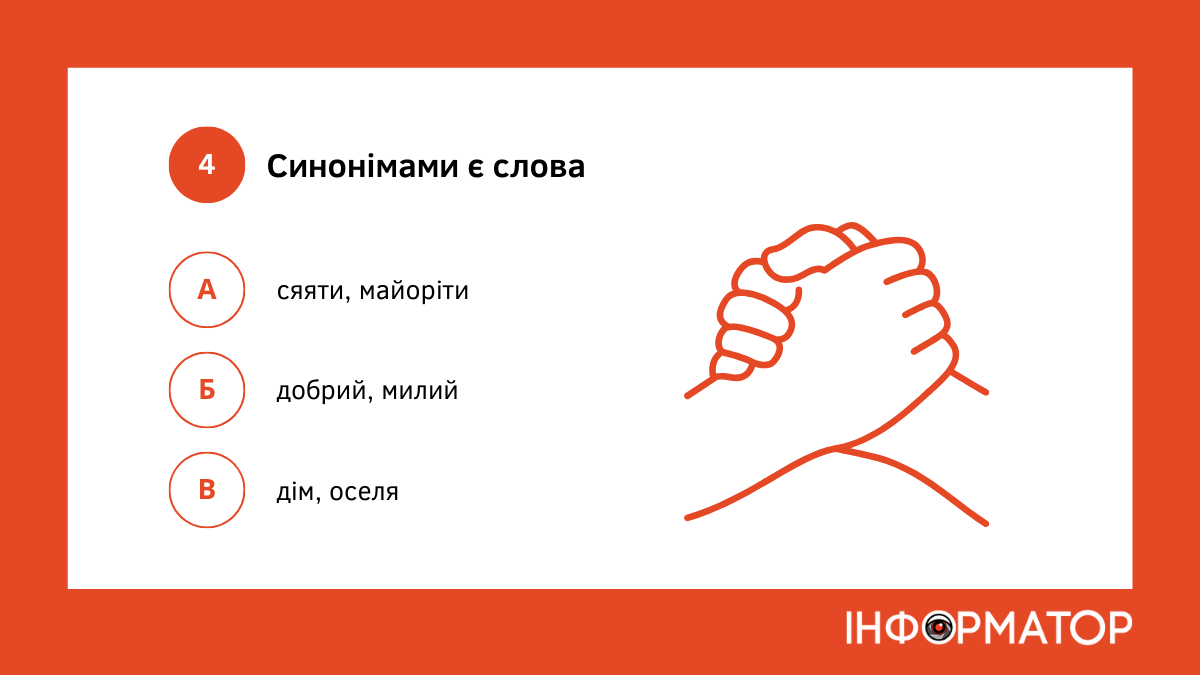 тест на грамотність, тест з української мови, питання 4