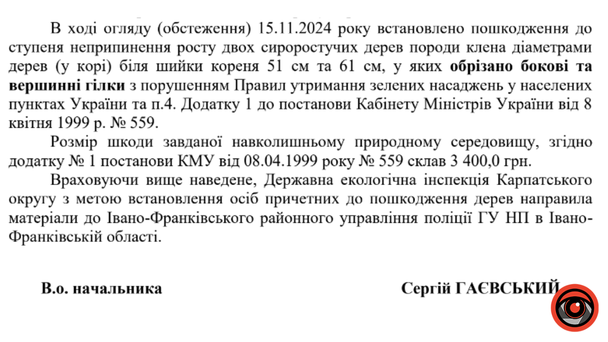 Відповідь ДЕІ щодо обрізки дерев на вокзалі