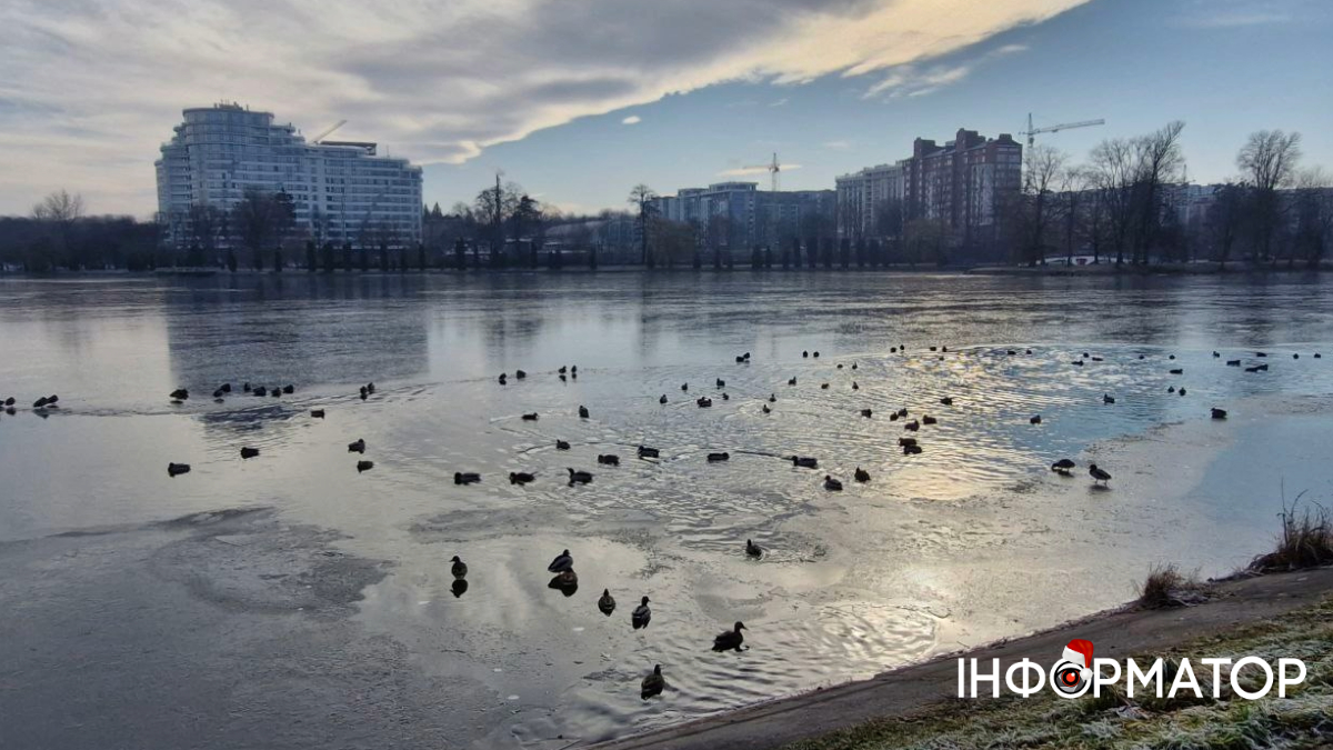 Перша крига на міському озері 