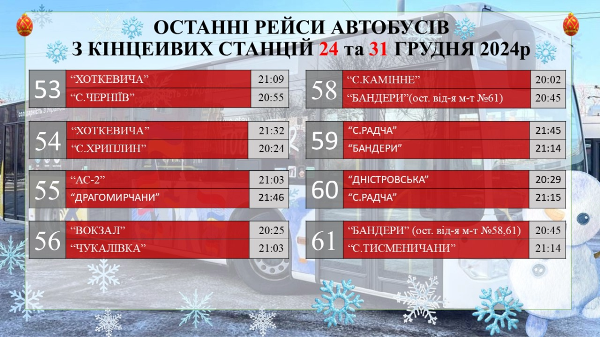 зміни в рейсах транспорту на Різдво, франківськ, транспорт 