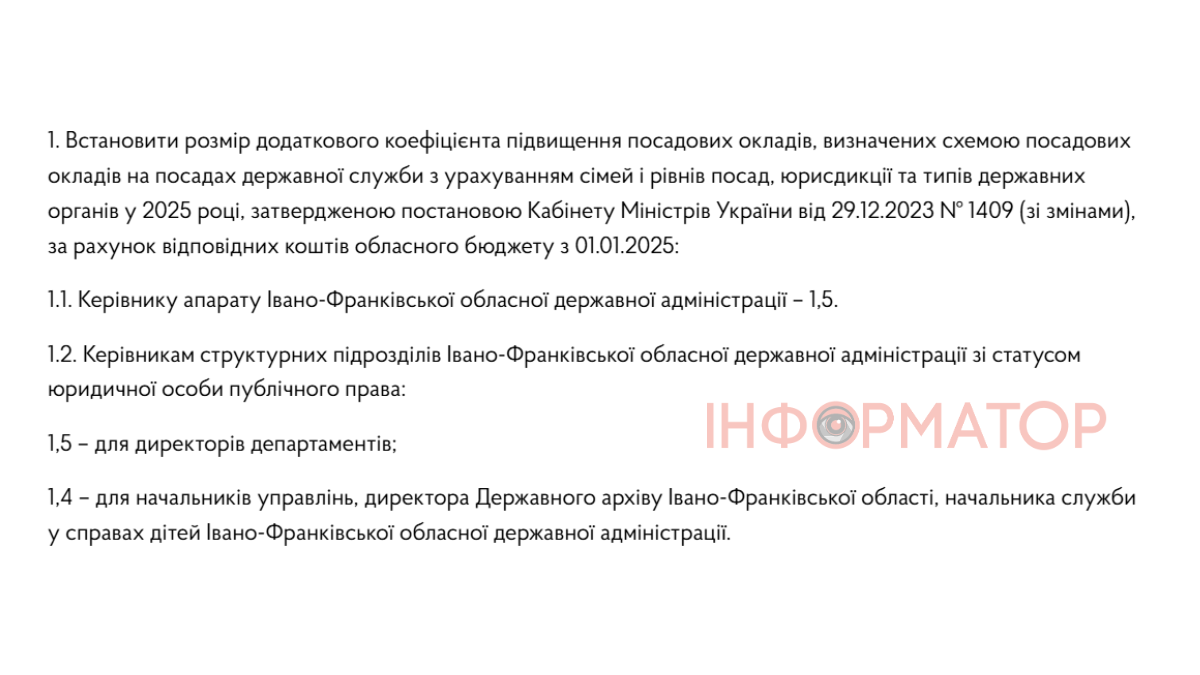 Івано-Франківська ОДА видала розпорядження від 22 січня 2025 р. № 24