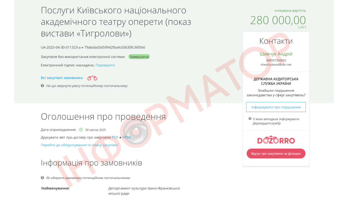 На афіші вистави — плашка мера, а з бюджету Франківської громади пішло 370 тисяч гривень (1)