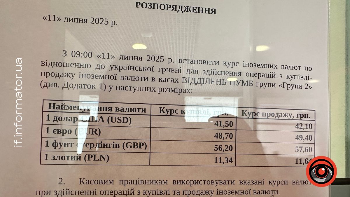 Курс валют в Івано-Франківську 11 липня