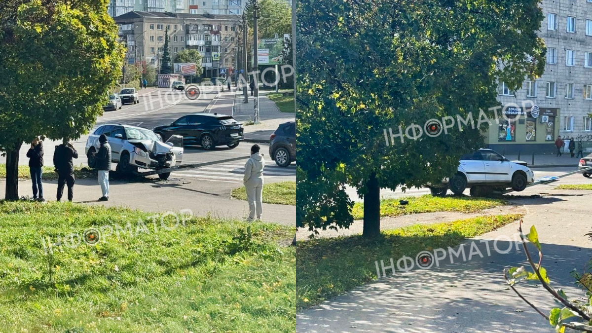 На Набережній у Франківську авто врізалося в дорожній знак: постраждала дитина