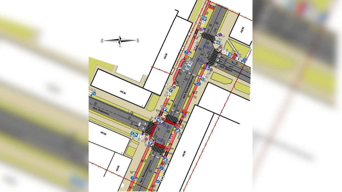 схема руху на перехресті Довга-Бельведерська