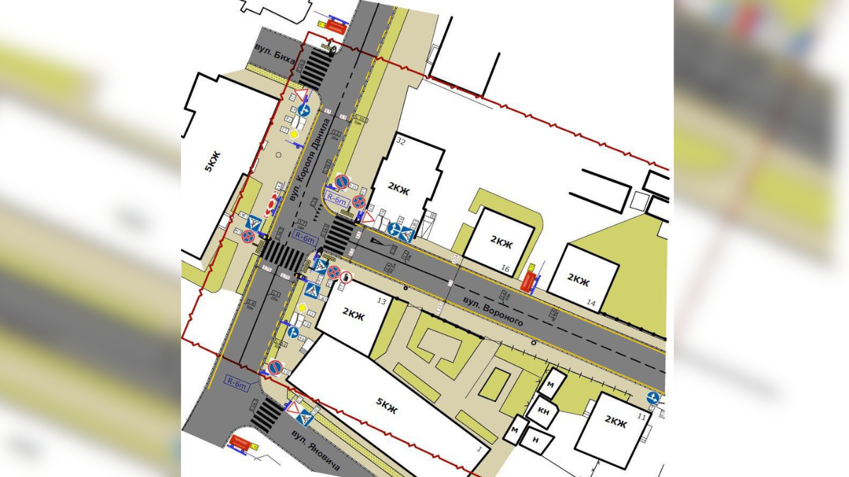 Схема руху на перехресті Вороного-Короля Данила