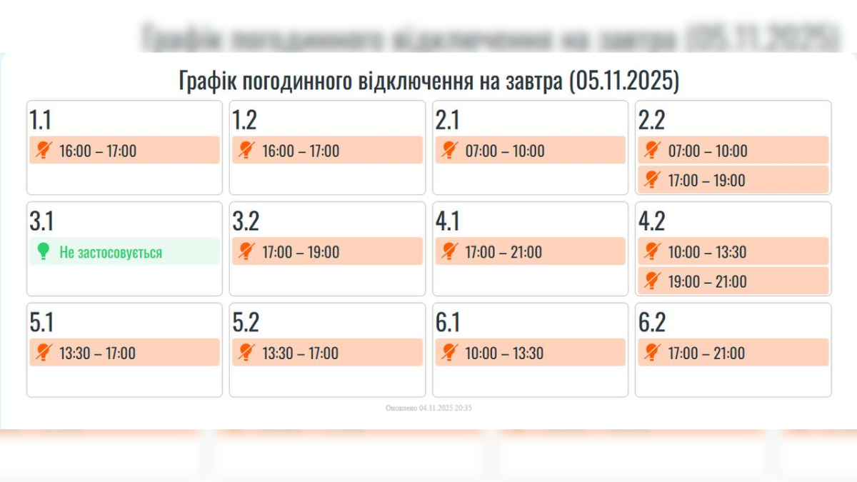 5 листопада в Івано-Франківській області введуть графіки погодинних вимкнень з 07:00 та до 21:00