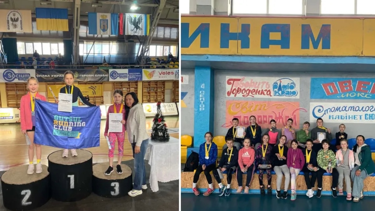 Світлана Дорундяк разом зі своїми вихованцями на змаганнях із легкої атлетики