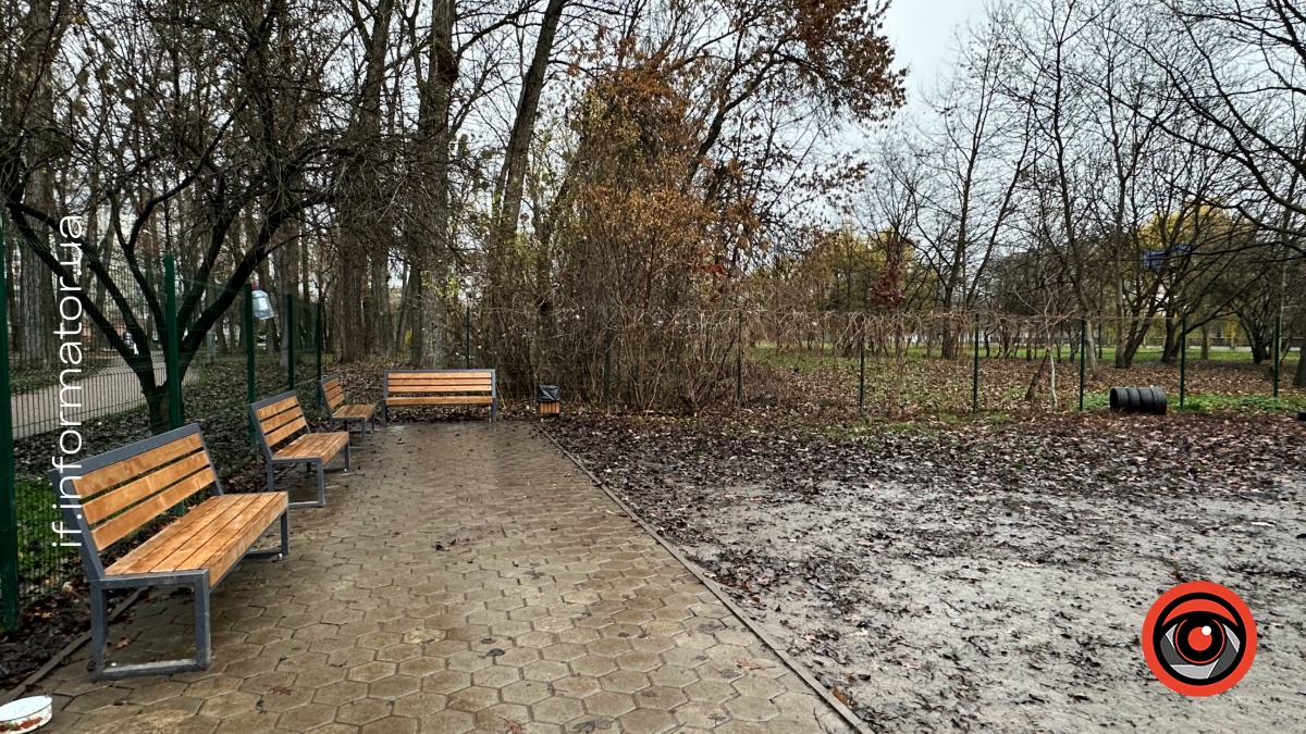 Майданчик для вигулу собак у парку на вул. Молодіжній станом на 12 листопада 2025 року