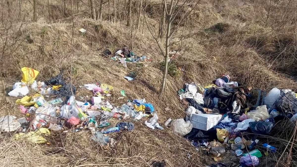 Поблизу залізничної колії у Бурштині виявили стихійне сміттєзвалище