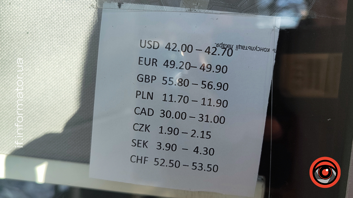 Курс валют в обміннику Івано-Франківська