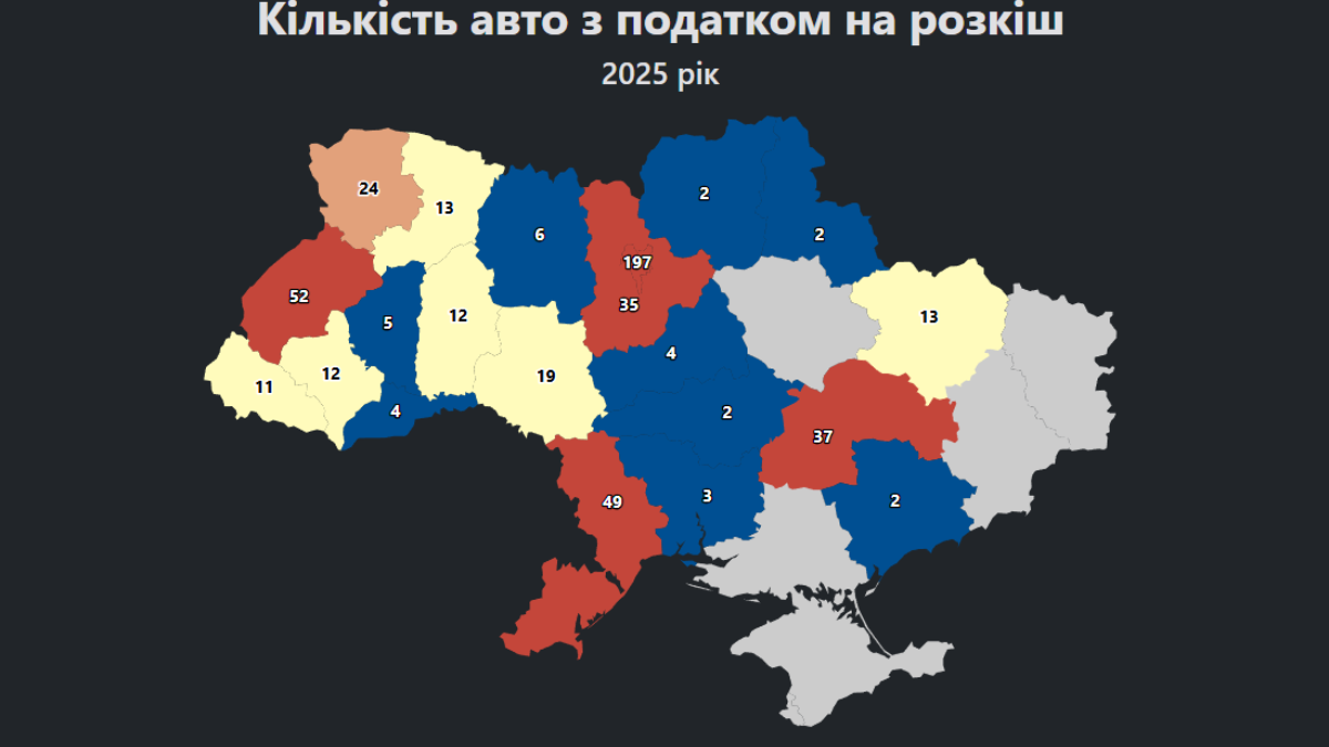 На Франківщину у 2025 році привезли 12 лакшері автомобілів