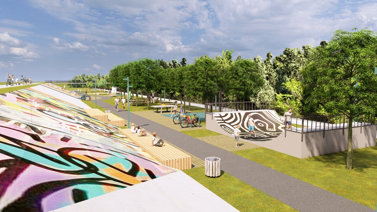 Ескіз Ірини Чолій для ділянки на Набережній в Івано-Франківську. Фото: соціальні мережі Ірини Чолій