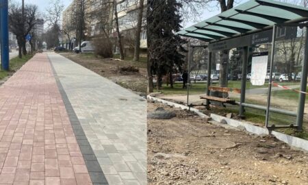 Велодоріжку та новий тротуар облаштовують на вулиці Степана Бандери у Франківську