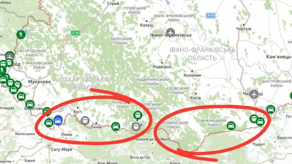 Офіційна мапа пунктів пропуску на західному кордоні. Джерело: ДПСУ