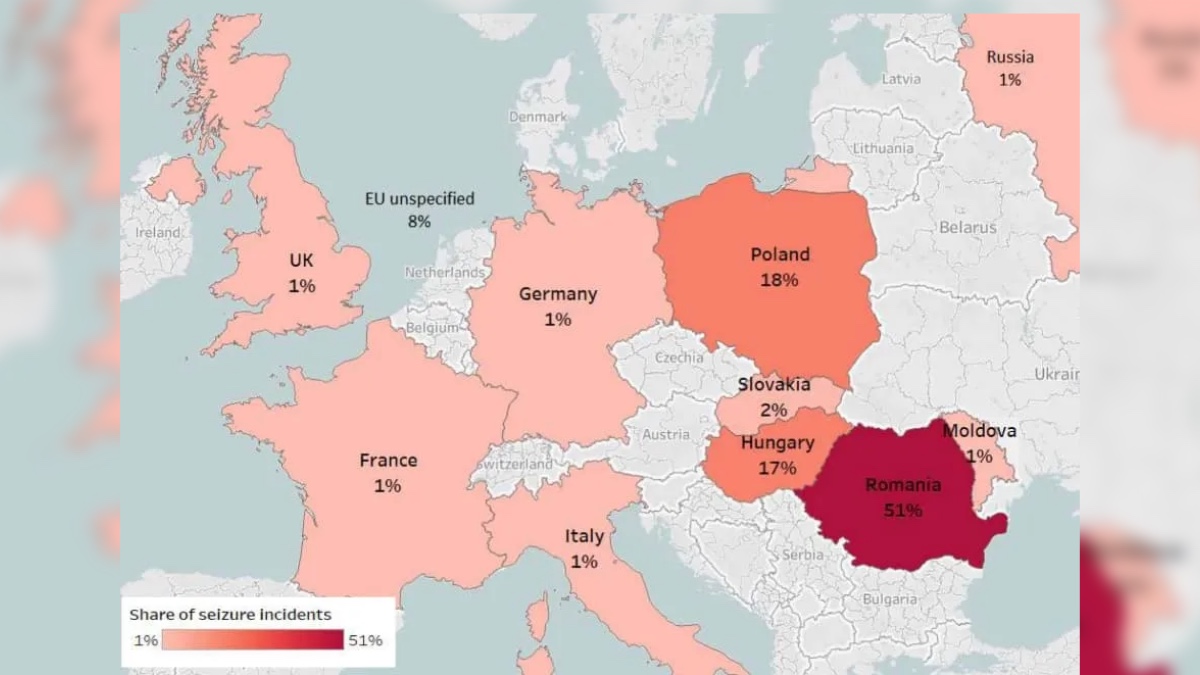 Нелегальний потік цигарок з України (частка від загальної кількості випадків вилучення. Джерело: KPMG
