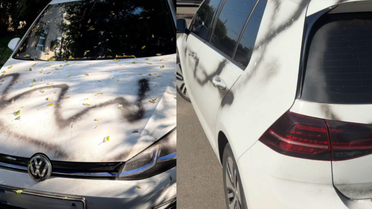В Івано-Франківську невідомий обмалював фарбою автомобіль добровольця АТО та громадського активіста Андріана Волгіна