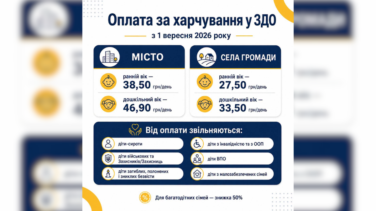Нові розміри батьківських виплат за харчування у дитсадках