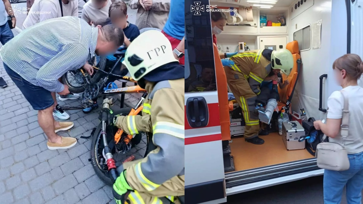 У Франківську хлопчик застряг ногою у велосипеді: йому допомогли рятувальники